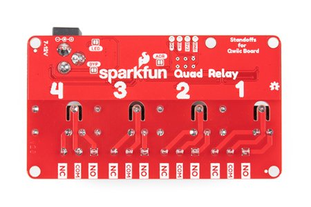 SparkFun Qwiic Quad Relay - pohled zezadu.