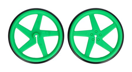 Green Wheels - 2x zelená kola - pro motor D hřídel - Kitronik 2593-D.