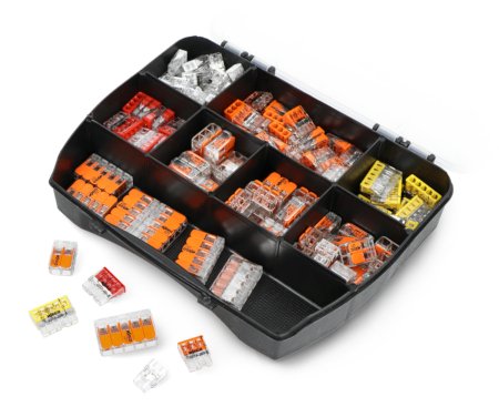 Sada samosvorné elektrické kostky WAGO 221 COMPACT 2-pin, 3-pin, 5-pin (32A / 450V) + 2273 na drát (24A / 450V) - 152 ks.