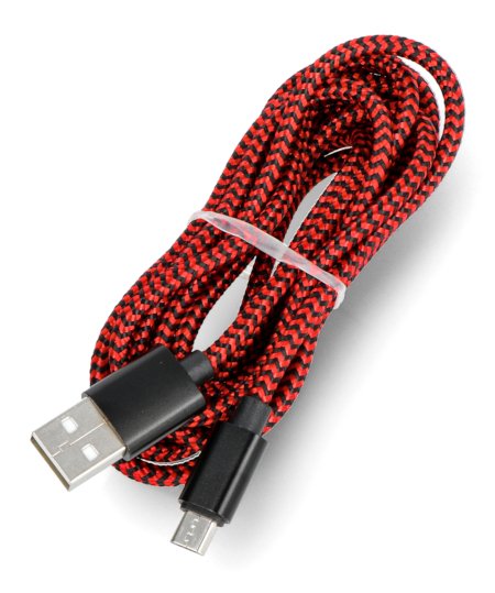 MicroUSB kabel B - A 2.0 - ART - černý a červený - 2m