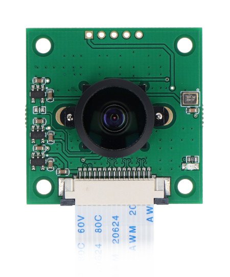Modul kamery pro raspberry pi leží na bílém pozadí.