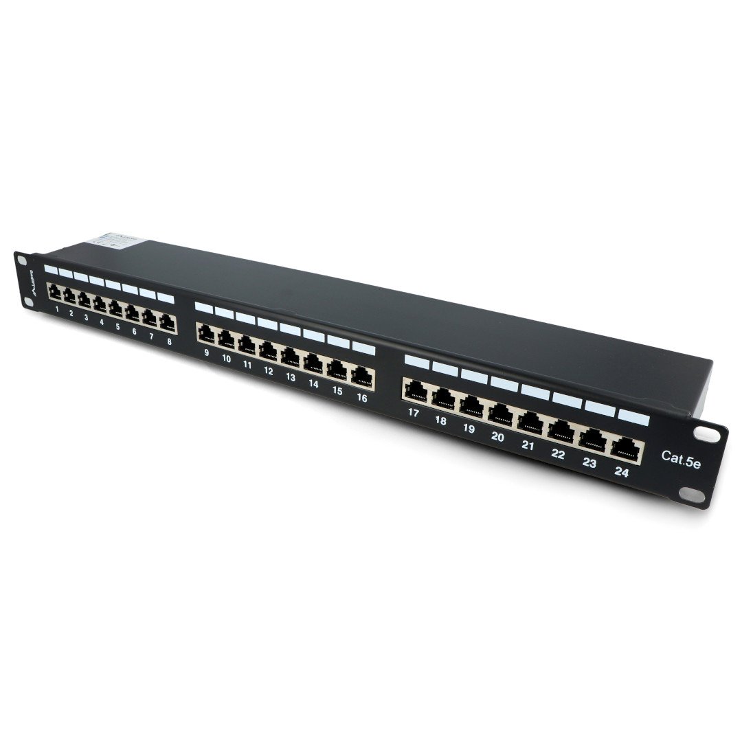 Patch Panel 24-portový stíněný - pro 19'' serverové racky - 1U kat. FTP - černý - Lanberg PPS5-1024-B