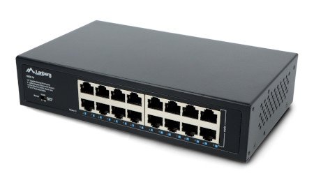 Switch pro 10'' / 19'' serverové racky - 16 portů 1000 Mbps - Lanberg RSGE-16