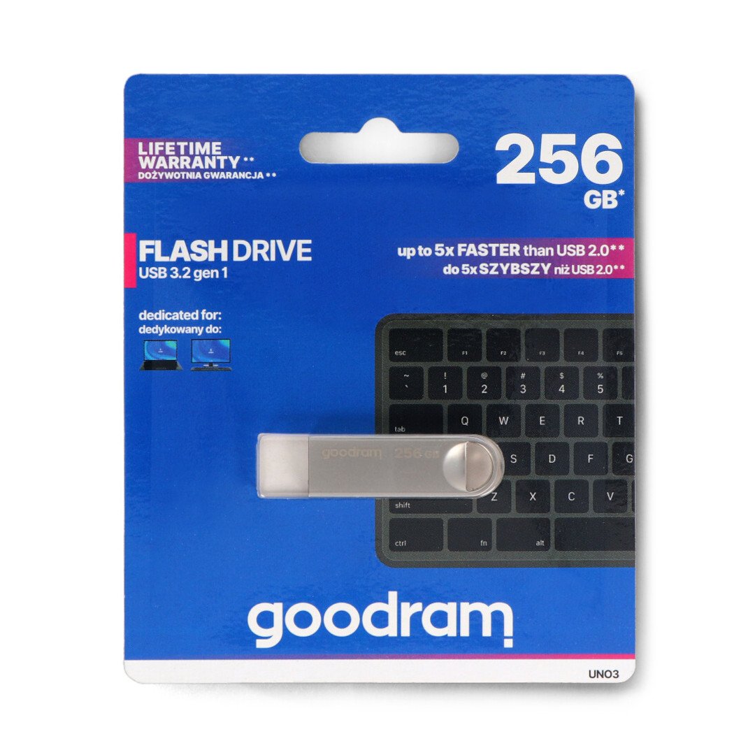 Flash disk GoodRam - USB 3.2 gen. paměťová karta - UNO3 stříbrná - 256 GB