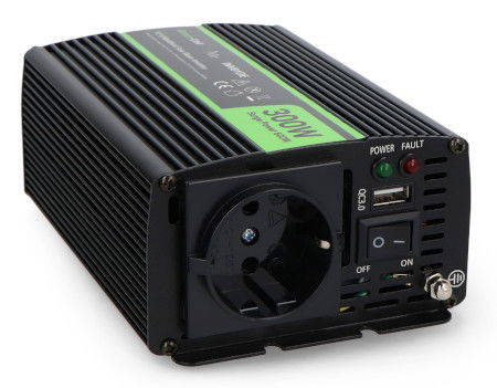 Green Cell step-up DC/AC měnič 12VDC/230VAC 300W/600W - s modifikovanou sinusovkou - automobilový