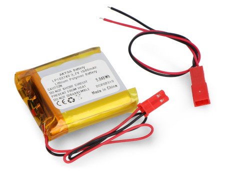 Akyga Li-Pol baterie 1580 mAh 1S 3,7 V - JST konektor - BEC + zásuvka - 40 x 37 x 10 mm