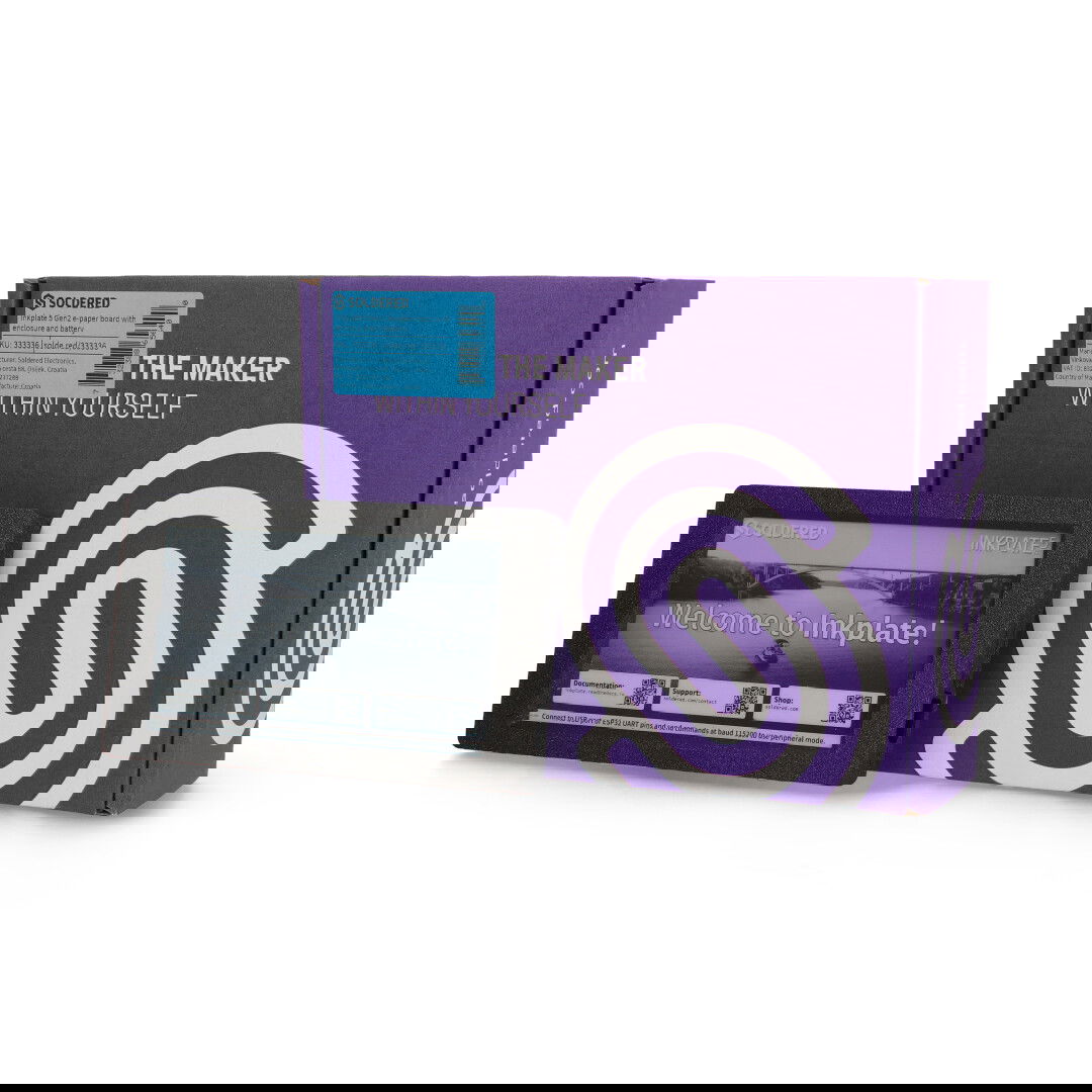 Inkplate 5 Gen2 s pouzdrem a baterií - 5,2'' displej pro elektronický papír 960 x 540 px - ESP32 - kompatibilní s Arduino - pájený 333336