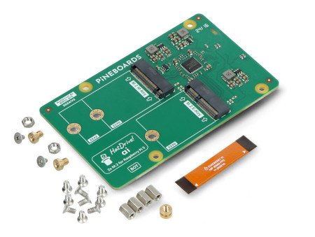 Pineboards HatDrive! AI – NVMe 2230, 2242 + adaptér Coral Edge TPU PCIe M.2 E-key pro Raspberry Pi 5