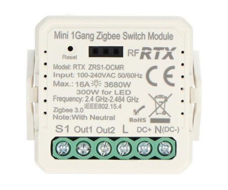 Tuya - beznapěťové relé 12 V / 230 V - ZigBee - Android / iOS aplikace - RTX ZRS1-DCMR