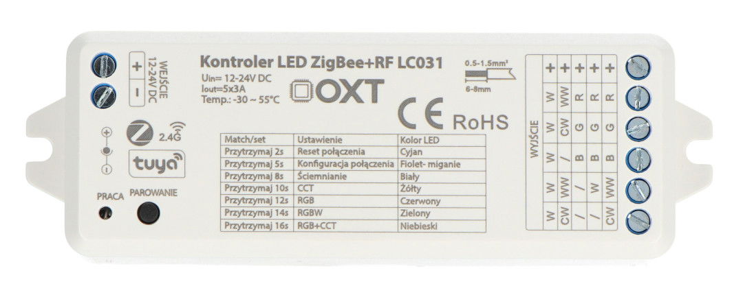 Tuya - RGBW + CCT 5v1 ovladač LED pásku - ZigBee / RF SD - Android / iOS aplikace - OXT LC031