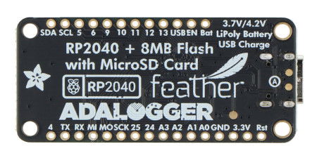 Feather RP2040 Adalogger - 8 MB Flash - modul se čtečkou microSD - STEMMA QT / Qwiic - Adafruit 5980