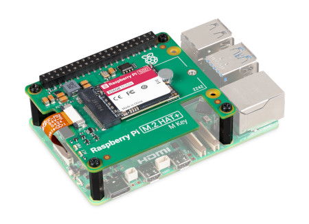 Disk se štítem Raspberry Pi M.2 HAT+