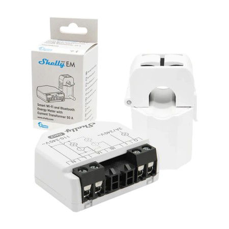 Shelly EM Gen3 - Jednofázový elektroměr + transformátor 50 A - WiFi / Bluetooth - Aplikace pro Android / iOS