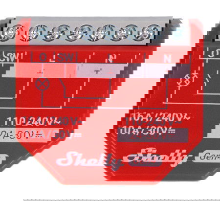 Shelly 1PM Gen4 - WiFi/Bluetooth/ZigBee/Matter 16A relé - měření energie - aplikace pro Android/iOS