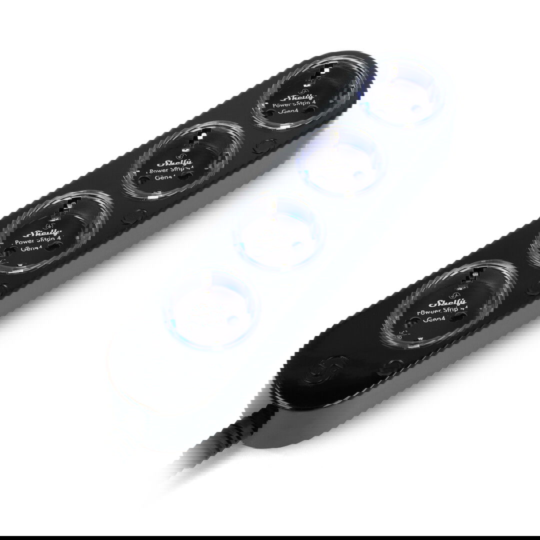 Shelly Power Strip 4 Gen4 - Chytrý prodlužovací kabel - Černý