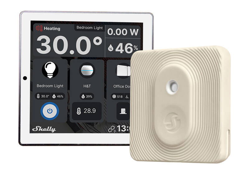 Shelly nástěnný displej - chytrý ovládací panel s 5A vypínačem a barevným WiFi/Bluetooth displejem - bílý