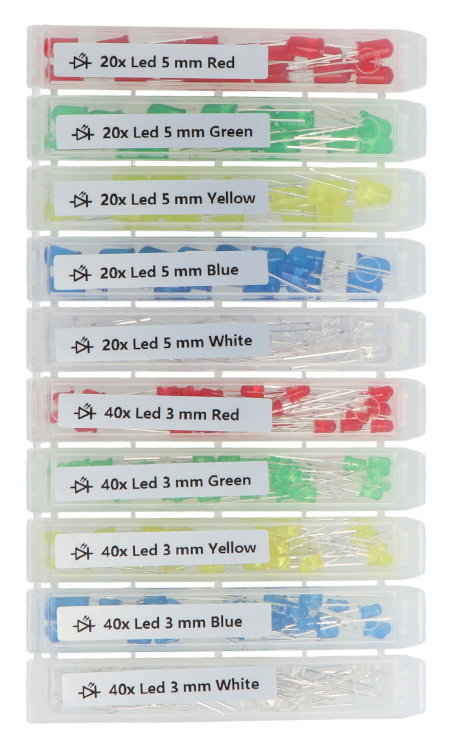 Sada 3mm a 5mm LED diod - justPi - 300 ks + organizér