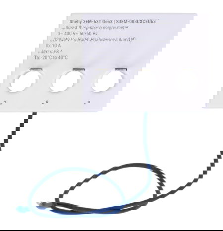 Shelly 3EM-63T Gen3 - Jednofázový/Třífázový WiFi/Bluetooth měřič energie - Plochá svorka