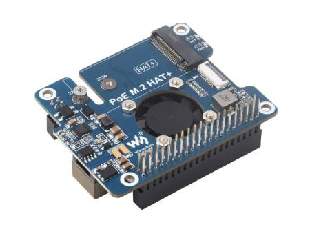 PoE M.2 HAT+ - PCIe adaptér pro NVMe M.2 disky s podporou PoE - pro Raspberry Pi 5 - Waveshare 28411