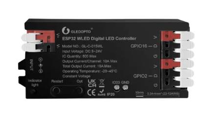 Ovladač pro adresovatelné RGB WiFi LED pásky a stuhy - ESP32 - WLED - GL-C-015WL