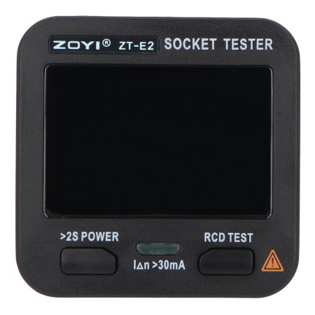 Tester síťových zásuvek 230 V s proudovým chráničem, proudovým chráničem a měřením napětí - ZOYI ZT-E2